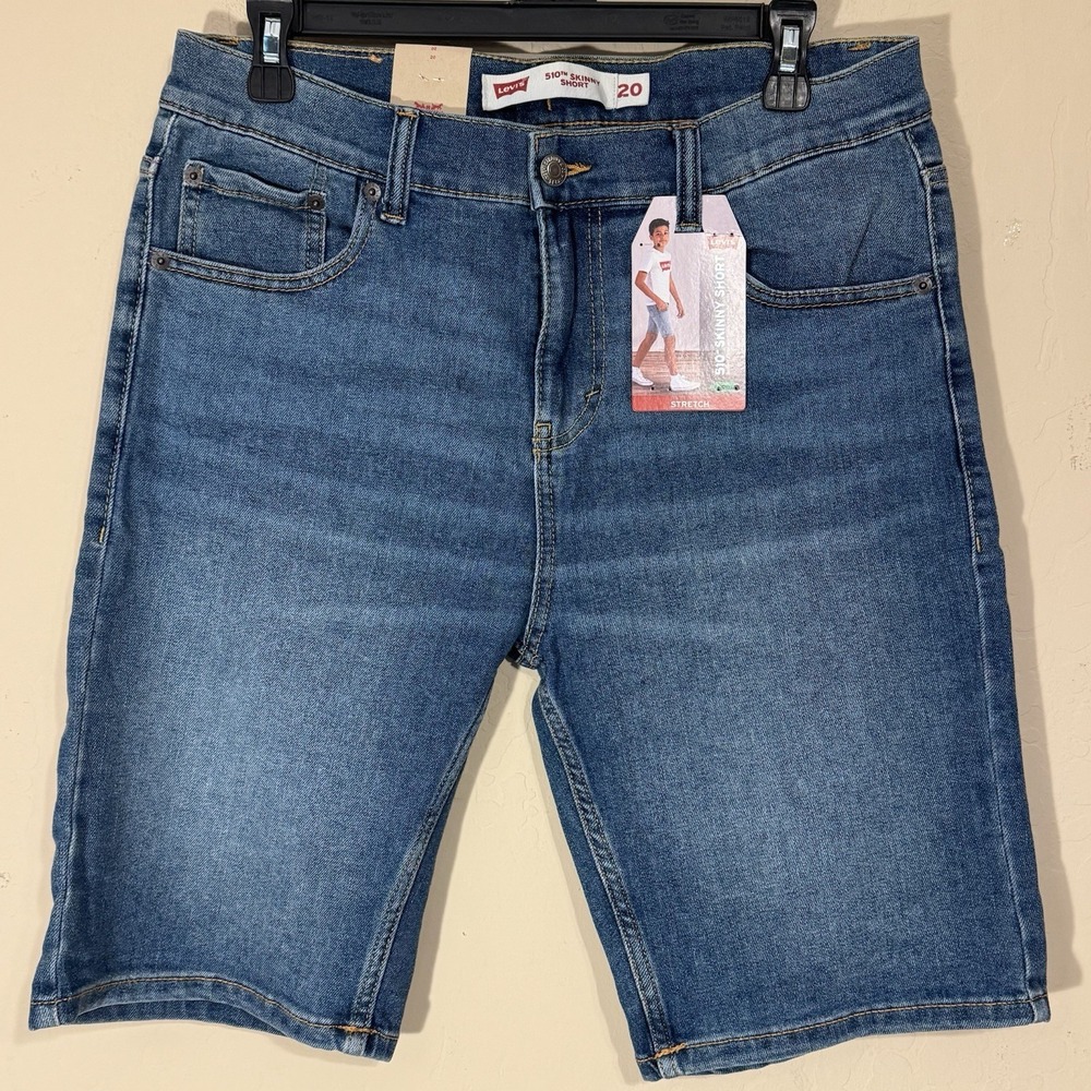 Levis 510 Skinny Shorts Boys Size 20 Reg Denim Adjustable Waistband NEW